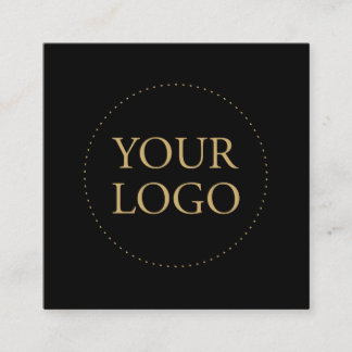 Schwarz und Gold | Einfache Logos und soziale Medi Quadratische Visitenkarte