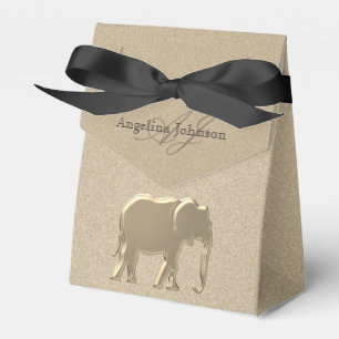 Schwarz und Gold Elefant Elegant Monogramm Geschenkschachtel