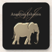 Schwarz und Gold Elefant Moderne Elegante Mit Mono Untersetzer (Vorderseite)