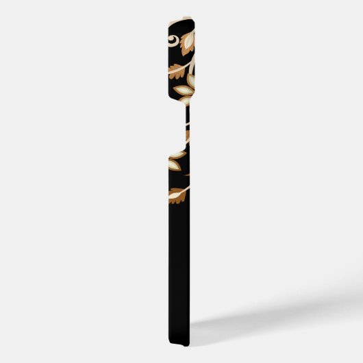 Schwarz und Gold Elegant Blumen iPhone Hülle (Rechte Seite)