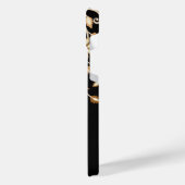 Schwarz und Gold Elegant Blumen iPhone Hülle (Linke Seite)