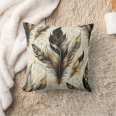 Schwarz und Gold Elegant Feather Cushion Kissen (Decke)
