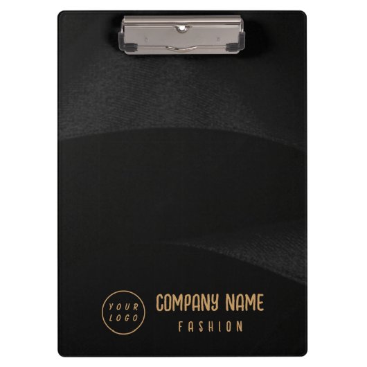 Schwarz und Gold elegant Klemmbrett (Vorderseite)