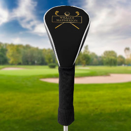 Schwarz und Gold elegant Personalisiert Golf Headcover