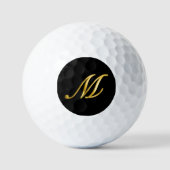 Schwarz und Gold-Elegante benutzerdefinierte Monog Golfball (Vorderseite)