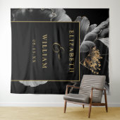 Schwarz und Gold Elegante Blumenzettel Wandteppich (Beispiel (Horizontal))