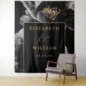 Schwarz und Gold Elegante Blumenzettel Wandteppich (Beispiel)