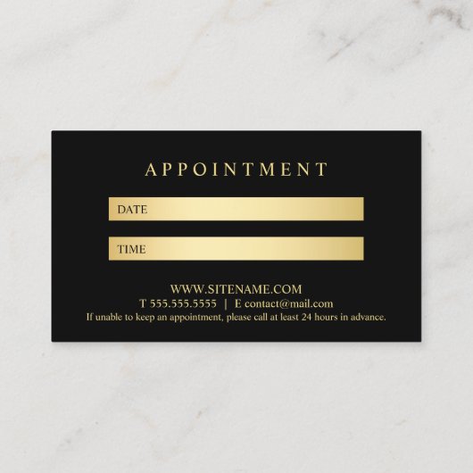 Schwarz und Gold Elegante Ernennung Terminkarte (Rückseite)