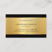 Schwarz und Gold Elegante Luxus dicken Vorlage Visitenkarte (Rückseite)