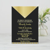 Schwarz und Gold Elegante Moderne Hochzeit Einladung (Stehend Vorderseite)