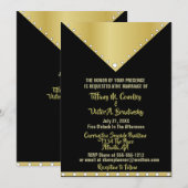 Schwarz und Gold Elegante Moderne Hochzeit Einladung (Vorne/Hinten)