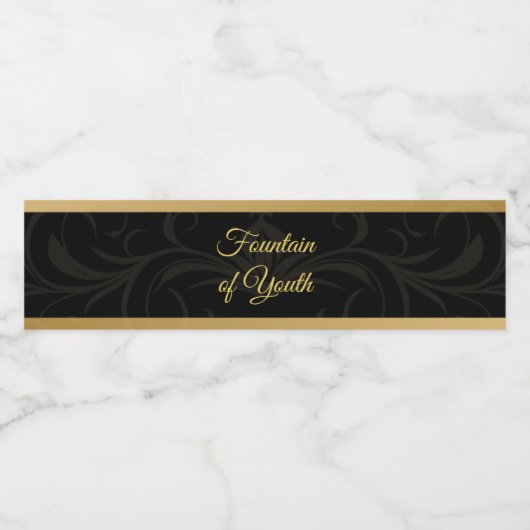 Schwarz und Gold Elegante Museo Cantonale d'Arte Wasserflaschenetikett (Einzelnes Label)
