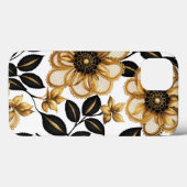 Schwarz und Gold Elegante Muster Blume Case-Mate iPhone Hülle (Rückseite (Horizontal))