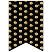 Schwarz und Gold Elegante Polka Dots Muster Chic Wimpelkette (Erste Fahne)