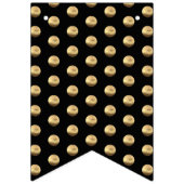 Schwarz und Gold Elegante Polka Dots Muster Chic Wimpelkette (Dritte Fahne)