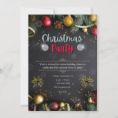 Schwarz und Gold Elegante Weihnachts-Party Einladu Einladung (Vorderseite)