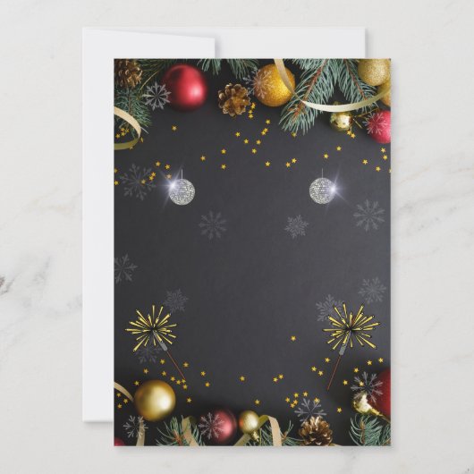 Schwarz und Gold Elegante Weihnachts-Party Einladu Einladung (Rückseite)