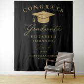 Schwarz und Gold Eleganter Abschluss Foto Hintergr Wandteppich (Beispiel)