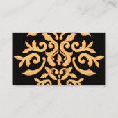 Schwarz und Gold Eleganter BarockDamast für Ihn Visitenkarte (Rückseite)