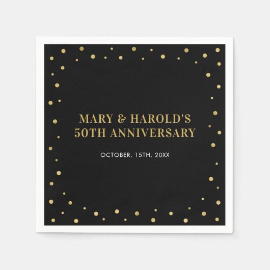 Schwarz und Gold | Eleganter klassischer Hochzeits Serviette (Vorderseite)