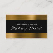 Schwarz und Gold Eleganter Metallic Foil Makeup Ar Visitenkarte (Vorderseite)