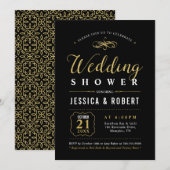 Schwarz und Gold | Eleganter Paare Polterabend Einladung (Vorne/Hinten)