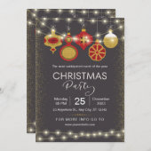 Schwarz und Gold Eleganter Weihnachts-Party Flyer Einladung (Vorne/Hinten)
