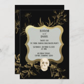 Schwarz und Gold Elegantes Halloween-Party Einladung (Vorne/Hinten)