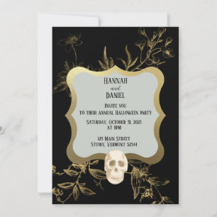 Schwarz und Gold Elegantes Halloween-Party Einladung