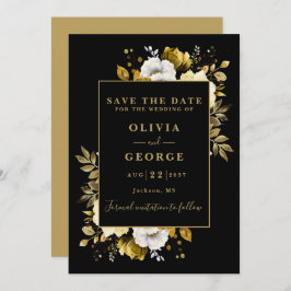 Schwarz und Gold Elegantes Hochzeitswasser Save The Date