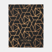 Schwarz und Gold Elegantes Muster Fleecedecke (Vorderseite)