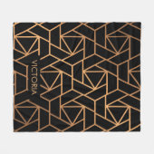 Schwarz und Gold Elegantes Muster Fleecedecke (Vorderseite (Horizontal))