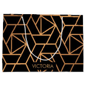 Schwarz und Gold Elegantes Muster Große Geschenktüte (Rückseite)