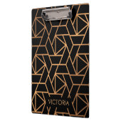 Schwarz und Gold Elegantes Muster Klemmbrett (Links)