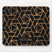 Schwarz und Gold Elegantes Muster Mousepad (Vorne)