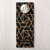 Schwarz und Gold Elegantes Muster Türanhänger (Auf Knauf)