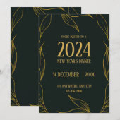 Schwarz und Gold Elegantes Neujahrsfest Einladung (Vorne/Hinten)