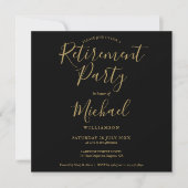 Schwarz und Gold Elegantes Script Retirement Party Einladung (Vorderseite)