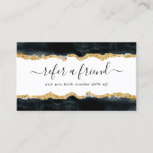 Schwarz und Gold Elegantes Wasser Empfehlungskarte (Vorderseite)