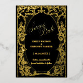 Schwarz und Gold Eleganz, Art Frame Folieneinladung (Vorderseite)