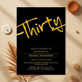 Schwarz und Gold Erwachsene 30. Geburtstag Party Einladung