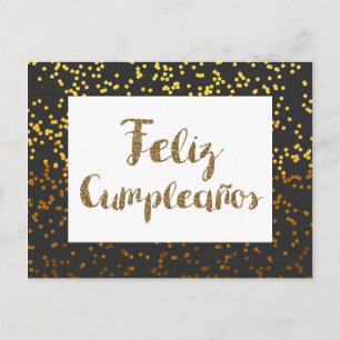 Schwarz und Gold Feliz Cumpleanos Postkarte