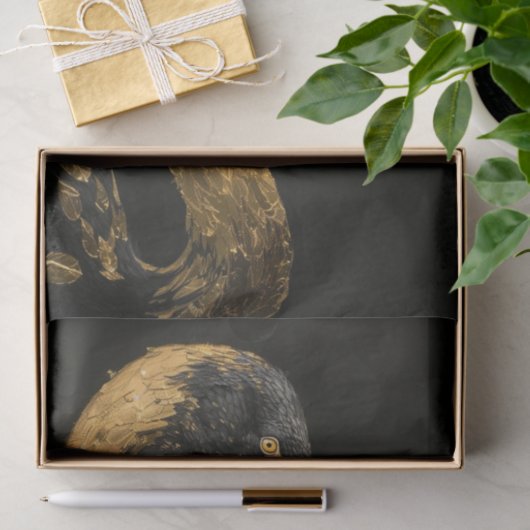 Schwarz und Gold Flamingo2 Seidenpapier (Geschenk)