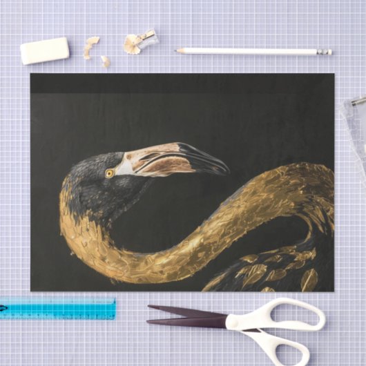 Schwarz und Gold Flamingo2 Seidenpapier (Handwerk)