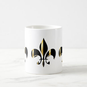 Schwarz und Gold Fleur de Lis Kaffeetasse