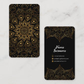 Schwarz und Gold Floral Modernes Indianermuster Telefonnummerkarte (Vorne/Hinten)