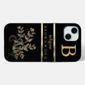 Schwarz und Gold floral - Personalisiert Case-Mate iPhone Hülle (Rückseite (Horizontal))