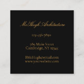 Schwarz und Gold Fohlen Moderne minimalistisch Quadratische Visitenkarte (Rückseite)