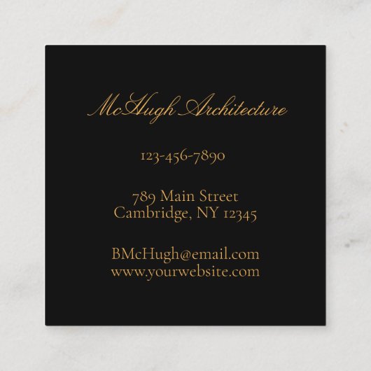 Schwarz und Gold Fohlen Moderne minimalistisch Quadratische Visitenkarte (Rückseite)