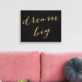Schwarz und Gold Foil Dream Big Wrapped Canvas 14x Leinwanddruck (Insitu (Wohnzimmer))